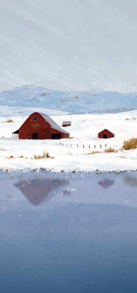 Winter Barn by Alex Monge Wallpaper