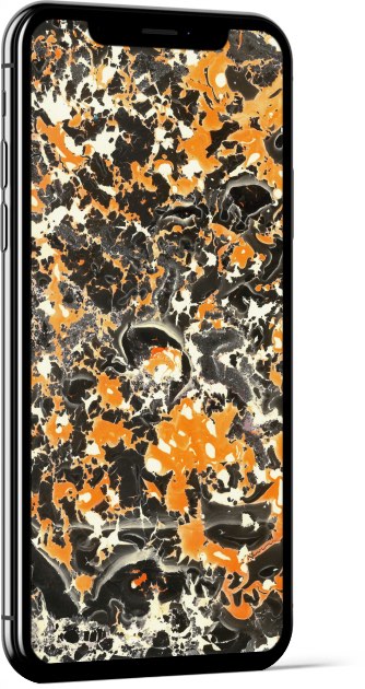 Paper Marbling Texture in Black and Orange Wallpaper