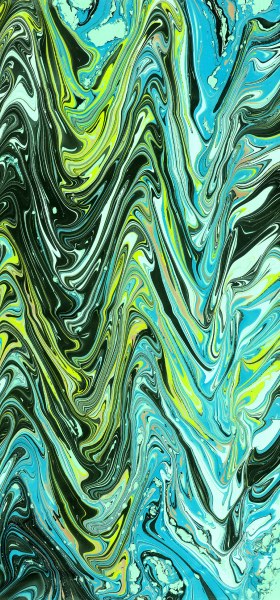 Paper Marbling Texture in Blue and Lime Wallpaper