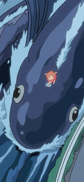 Ponyo Running on a Giant Fish Wallpaper